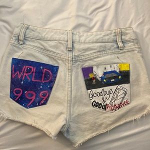 Juice wrld handpainted jean shorts